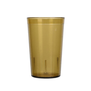 Frosted coffee-colored plastic drinking cup